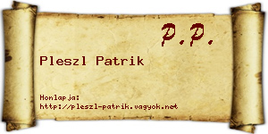 Pleszl Patrik névjegykártya